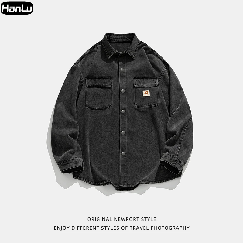 Men's Autumn/Winter New Denim Jacket Gothic Streetwear Coat American Hip Hop Coat Long Sleeve Plus Size Men's Clothing