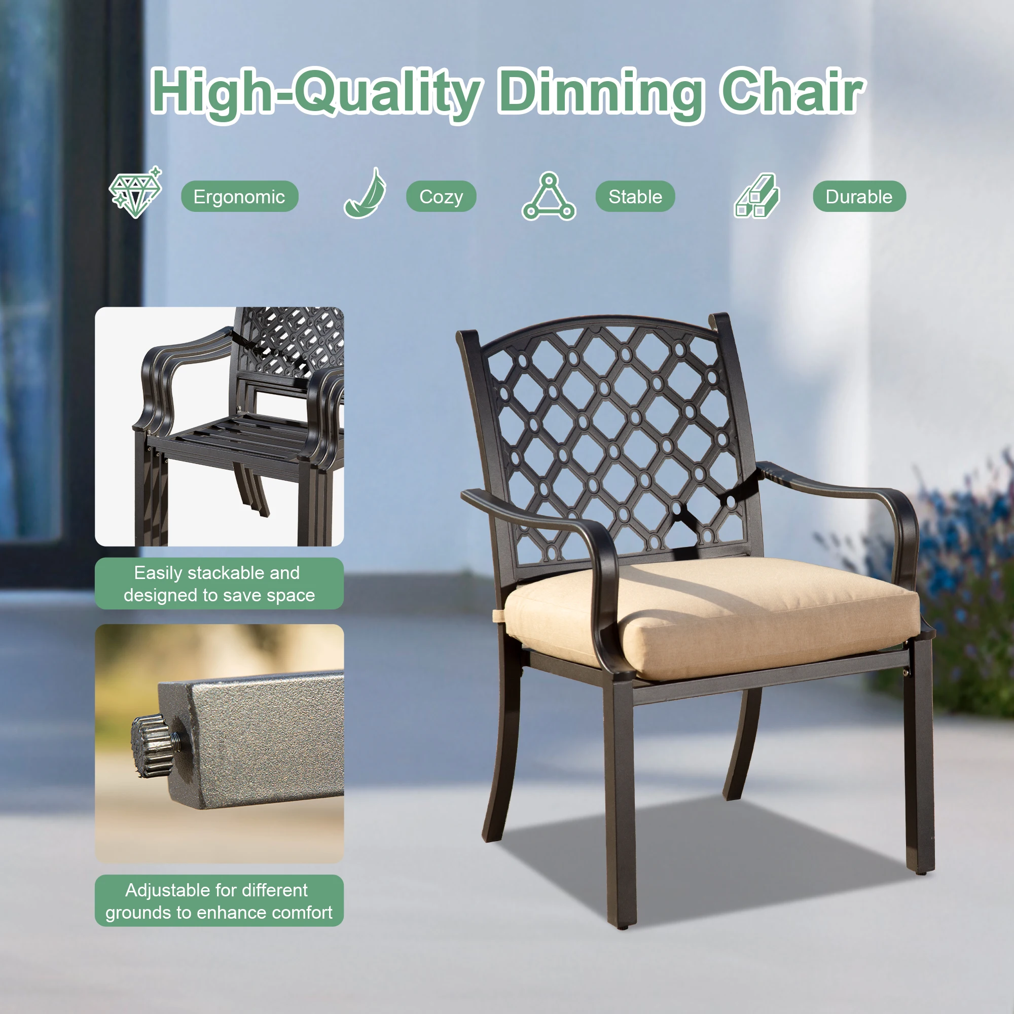 ！@High Quality Outdoor Dining Set Patio Extendable Table With Swivel Chairs Rattan Iron Materials for Courtyard Garden Hotels