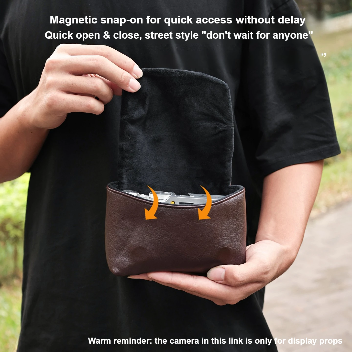 Camera Bag for Fuji Mirrorless Ricoh Sony Black Card CCD Digital Camera Soft Leather Shoulder and Crossbody Storage Bag