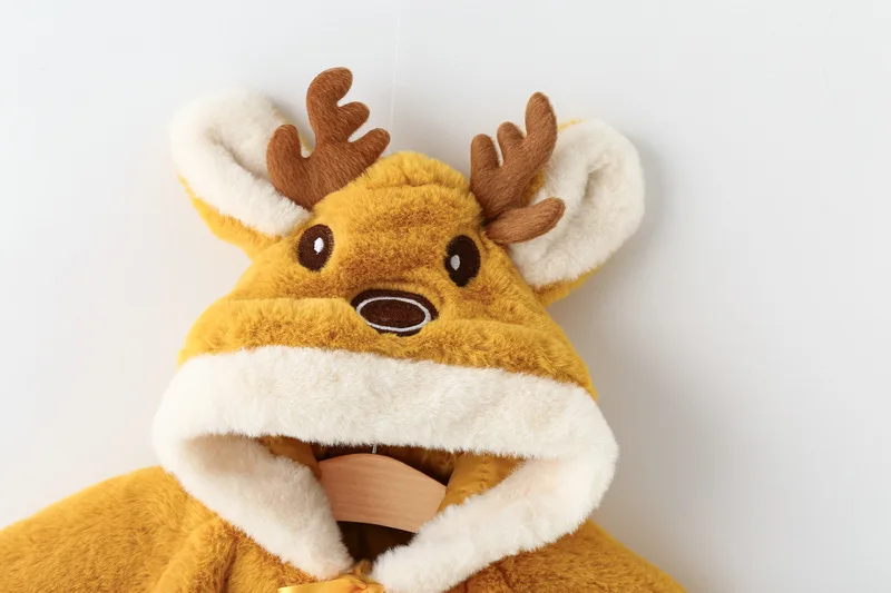 Weihnachts-Plüschjacke für Babymädchen, Niedlicher Elch-Wintermantel, Wärmehaltende Kapuzenjacke, Kleine Prinzessinnen-Umkleidung, Kleidung für Kleinkindmädchen – Detail 11