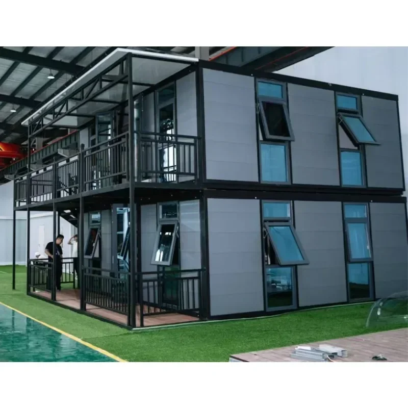 Container House Prefabricated Two Layers New Container Foldable House Prefab Expandable Fast Build Container Foldable House