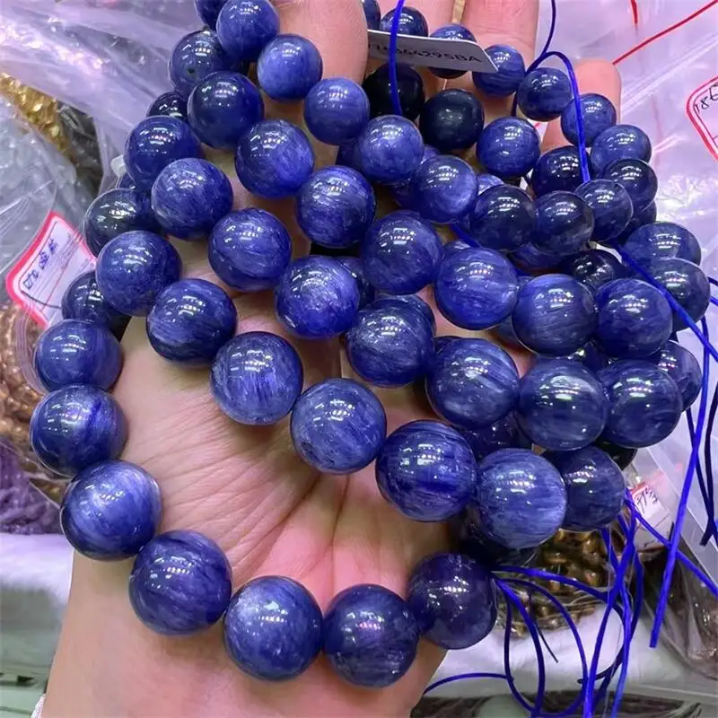 

12MM Natural Kyanite Bracelet Crystal Reiki Gemstone Fashion Jewelry Women Healing Holiday Gift 1pcs