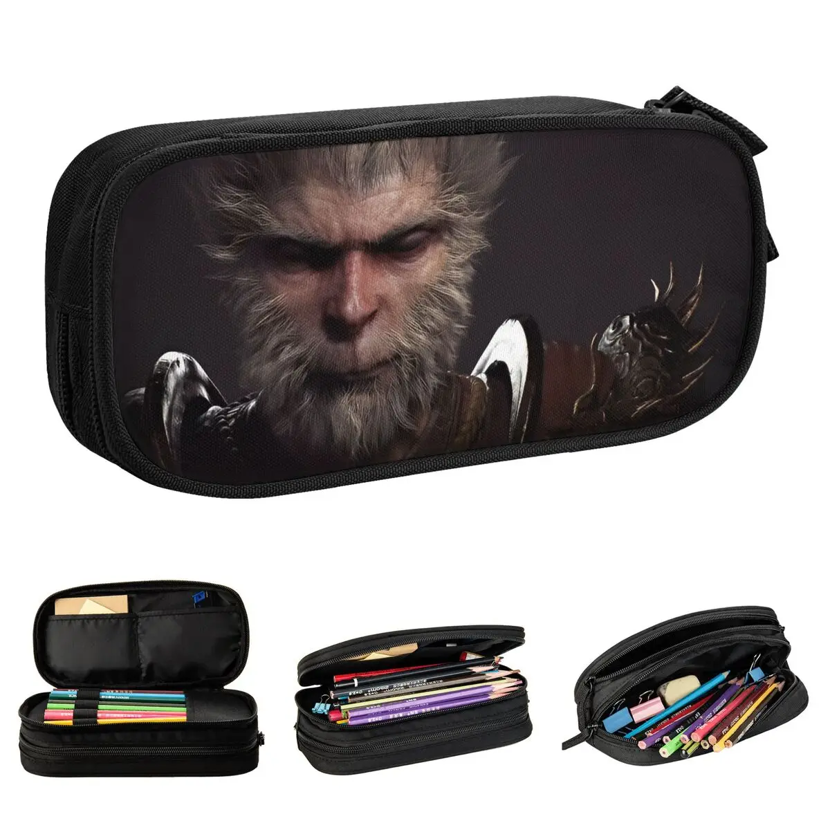 Black Myth Wukong Game 2024 Pencil Cases Monkey King Pen Holder Bags Kids Big Capacity Office Gift Pencilcases