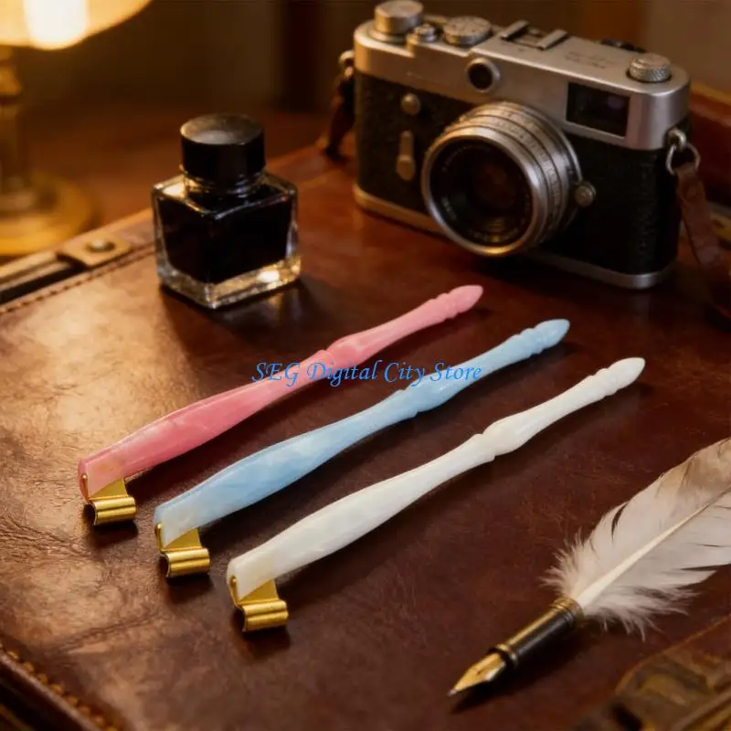 U75B 2Pcs Retro Dip Pen Holder with Adjustable Flange for Handwriting