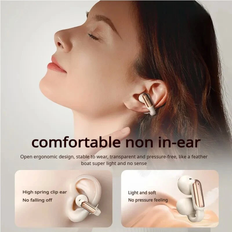 Xiaomi Mijia Real OWS Clip-on Wireless Bluetooth Headphones Low Latency ENC Noise Cancelling Long Life Gaming Casual Headphones