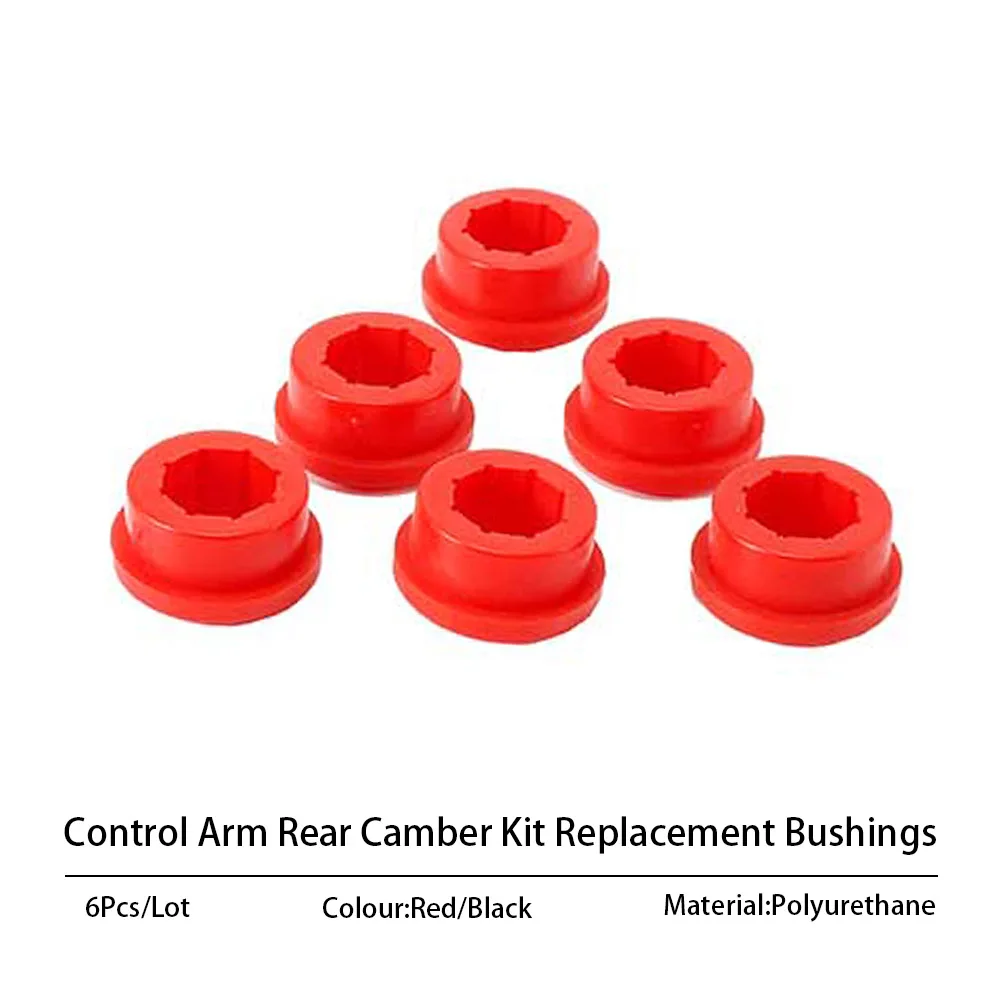 6PCS Rear Lower Control Arm Kit Camber Adjustment Set with Spare Bushings (Red/Black) for Race Car Suspension