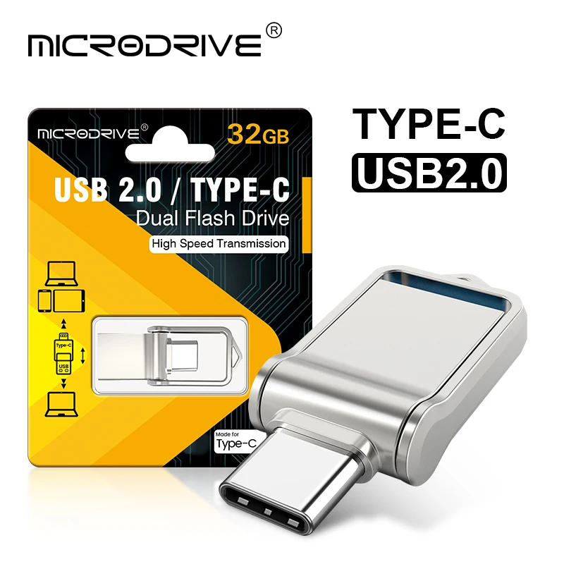 Mini clé USB 3.0 OTG en métal, support à mémoire de 32GB 64GB, lecteur Flash de haute vitesse de Type C