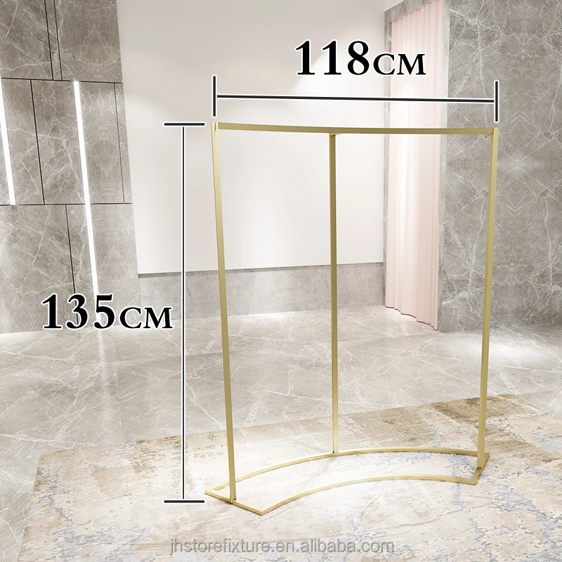 Golden Commercial Heavy Duty Hangers Clothing Store Racks Assembly Round Display Rack S Type Disassembly Coat Stand