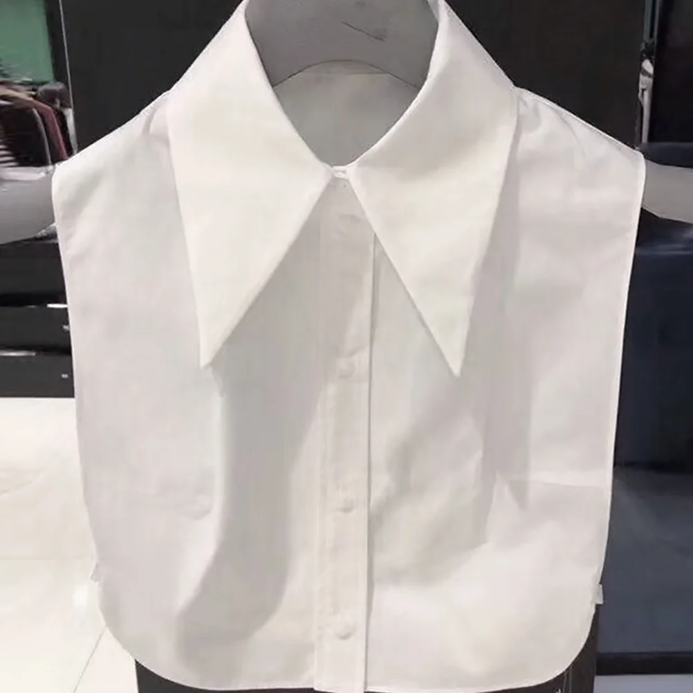 Cotton Linen Shirt Fake Collar Sleeveless Tops for Women Collarless Shirts White Collars Detachable Miss