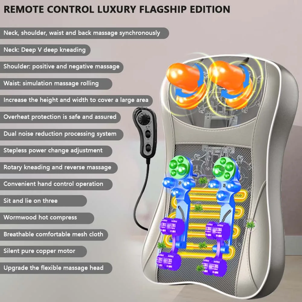 Electric Massage Cushion Full Body Shiatsu Massage Chair Air-compressor Vibration Kneading Back Massage