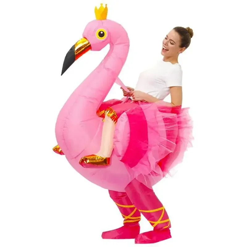 Disfraz inflable de flamenco para adultos, mascota de Anime, disfraces de juego Roly, Carnaval de Navidad, Halloween, Cosplay, trajes de vestir divertidos