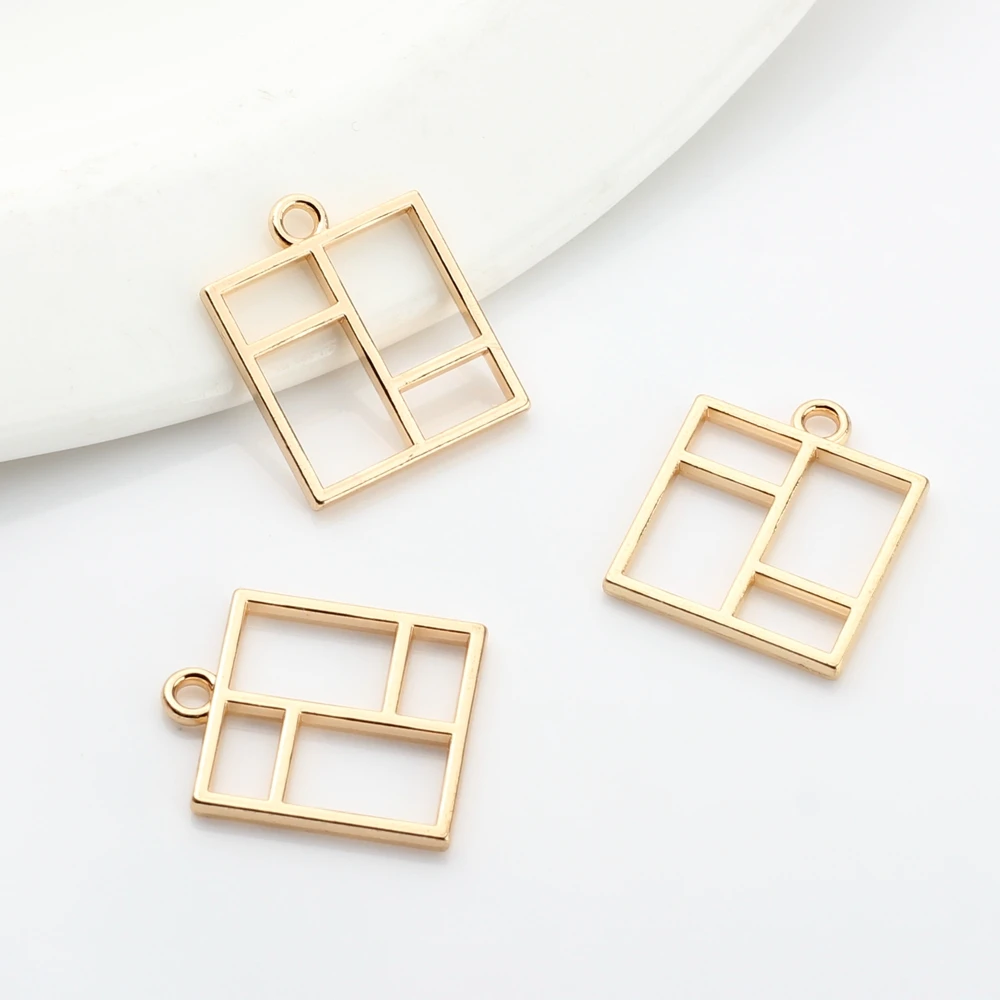 Zinc Alloy Charms Pendant  Hollow Square UV Resin Charms Charms Pendants 5pcs For DIY Jewelry Making Finding Accessories