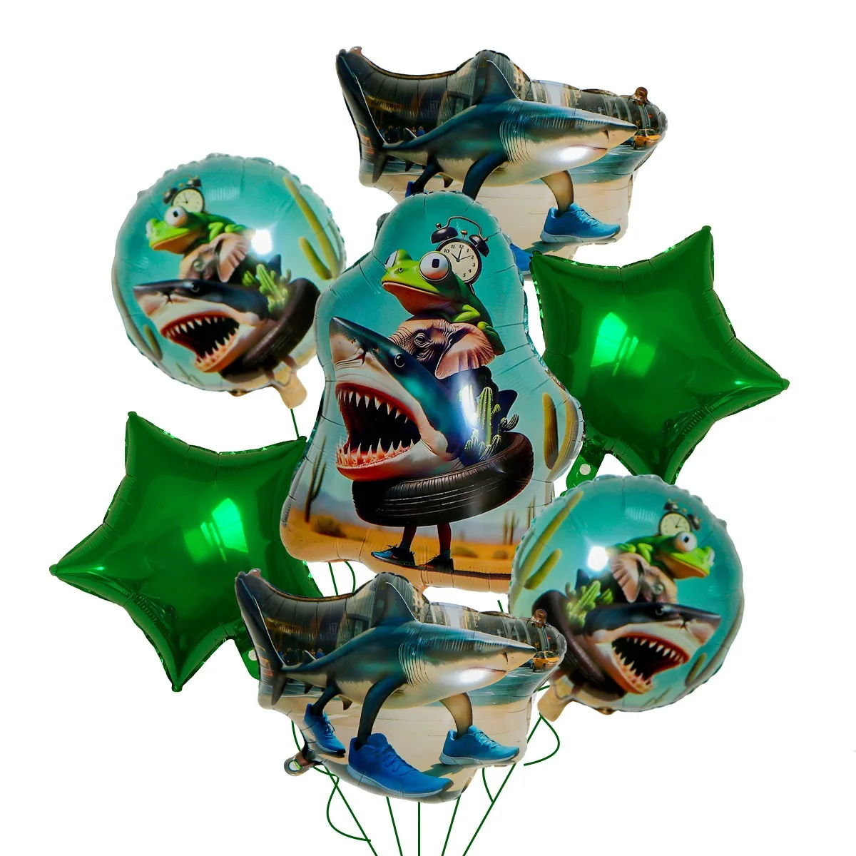 

Shanhaijing Themed Party Decoration Aluminum Film Balloon Wooden Stick Man Shark Party Supplies Event Background Wall Balloon