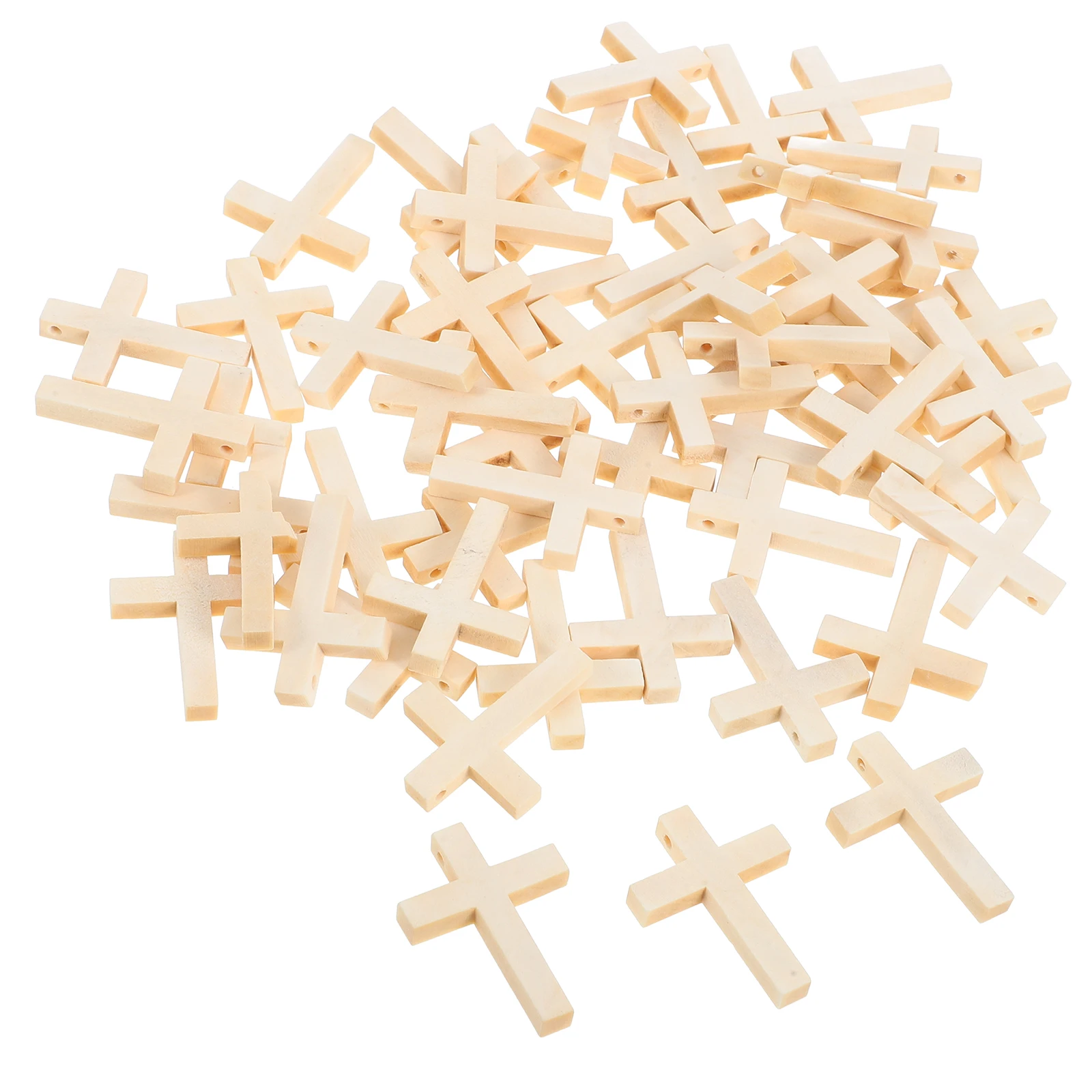 

50 Pcs Wooden Cross 4x3cm Durable Solid Wood Pre drilled Holes Miniature Pendant Blank Crosses H held Paint Diy