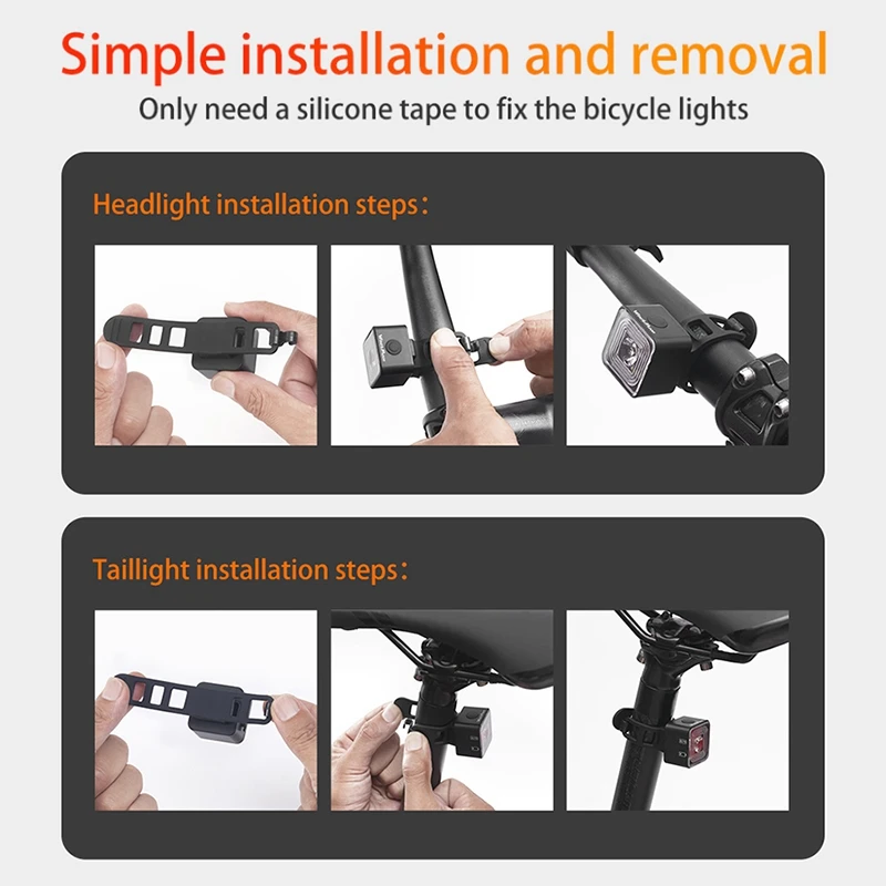 Inteligentne światło rowerowe z czujnikiem hamulca przednie tylne zestaw IP66 wodoodporne MTB Road Bike Taillight USB nocne bezpieczna lampa rowerowe 120lm