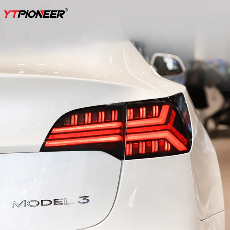 

Car Model 3 Accessories Taillight LED Fishbone Clear Rear Tail Lights for Tesla Model 3