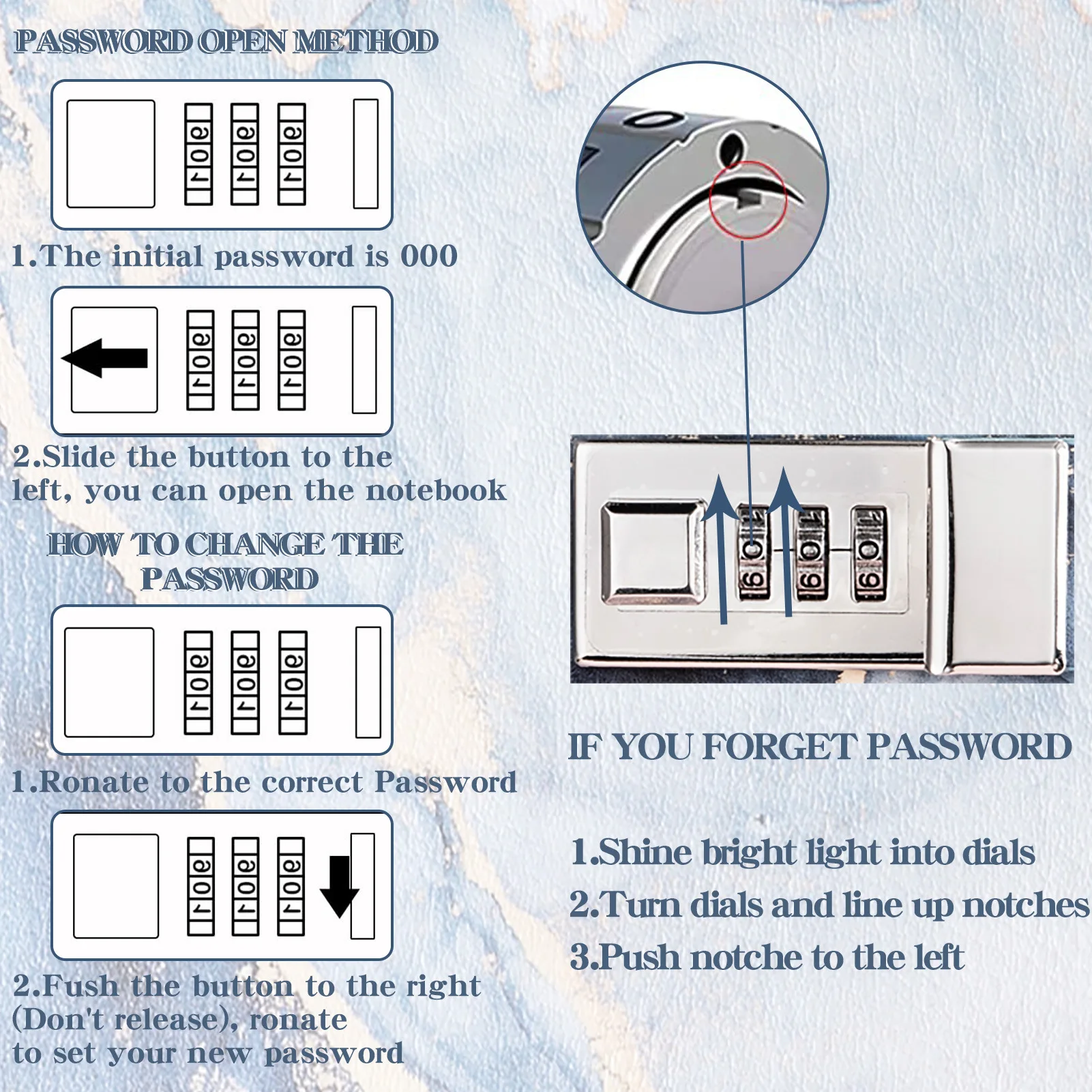 Password Notebook A5 Love lock Diary School Notes Office Study Stationery with lock Notepad