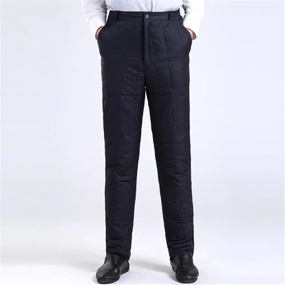 Man Fall Solid Elastic Waist High Full Length Straight Thick 95% Down Pants Male Winter Oversized Warm Down Trousers