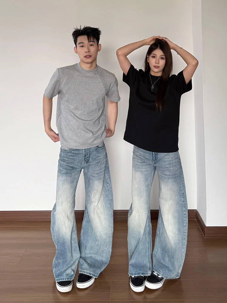 

Blue American Retro Straight Leg Jeans Men's Casual Pants Spring Autumn Slimming Drapey Cleanfit Comfortable Breathable