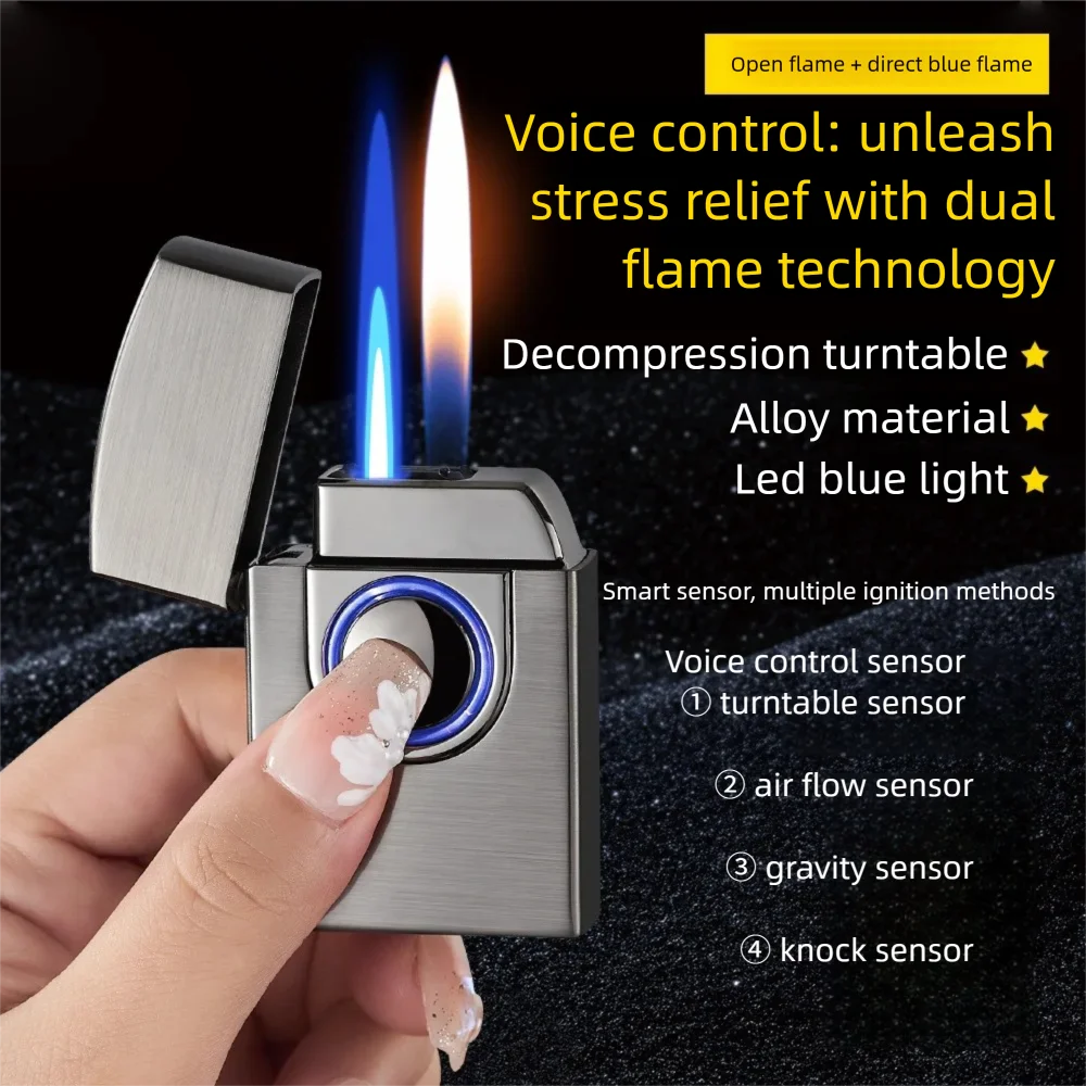 Creative and Personalized New Gas-electric Dual-use Arc Fingerprint Sensor Lighter, Windproof Direct Access To Cigarette Lighter