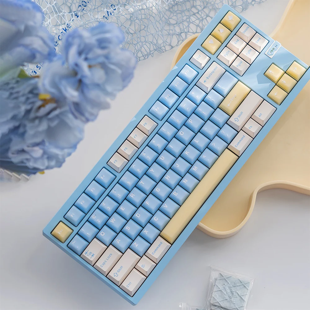 Blue Sea Salt keycaps 164 Keys Double Shot Cherry Profile PBT PC Keycaps Large Set For Cherry MX Mechanical keyboard