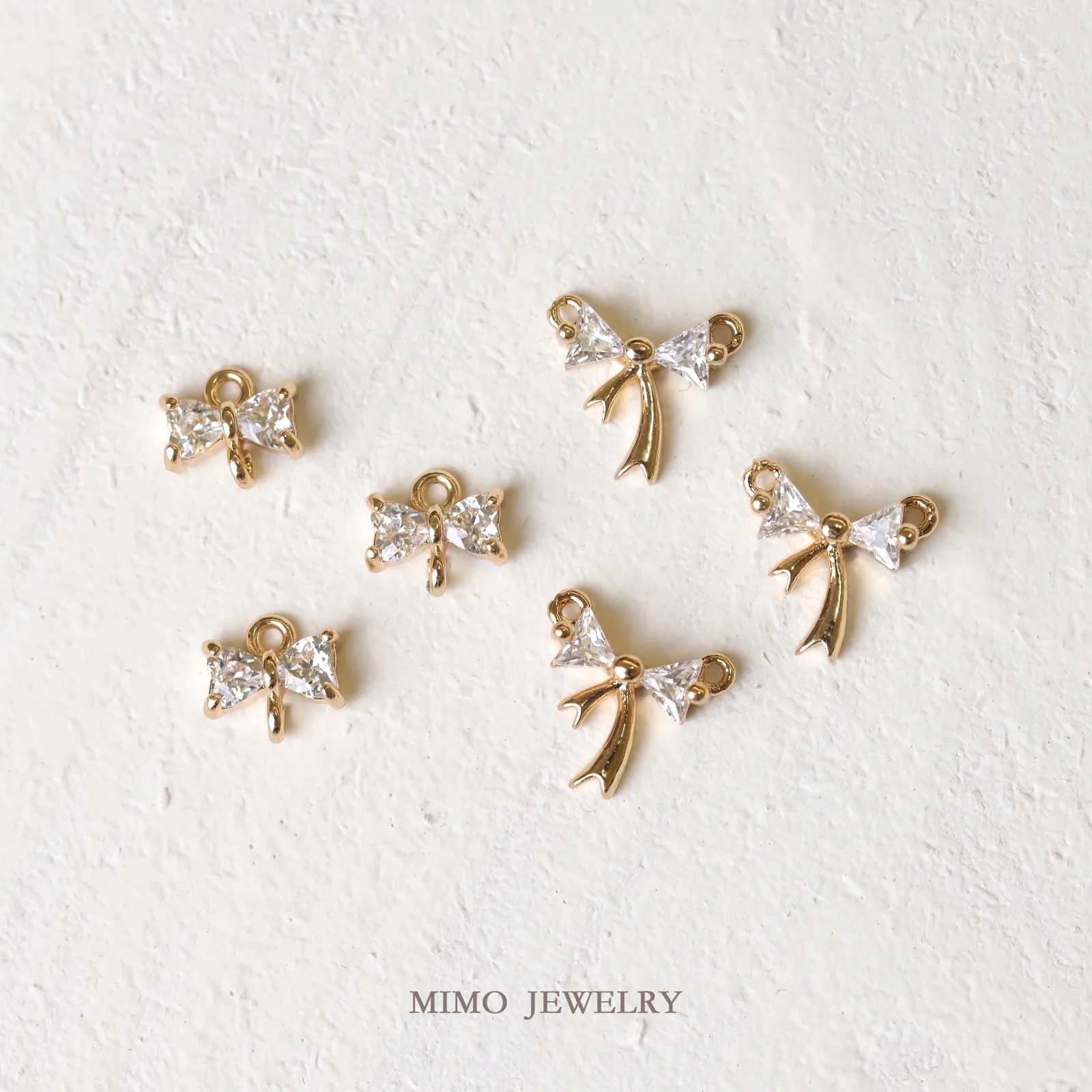 

Micro Inlaid Zircon Cute Mini Bow Charms Pendant Supplies DIY Hand Brass Gold Plated Accessories