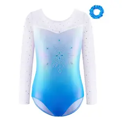 Kid Girls Ballet Leotard With Hair Band Long Sleeve Sleeveless Ballet Practice Dance Wear Performance Costume Slim Fit Bodysuit