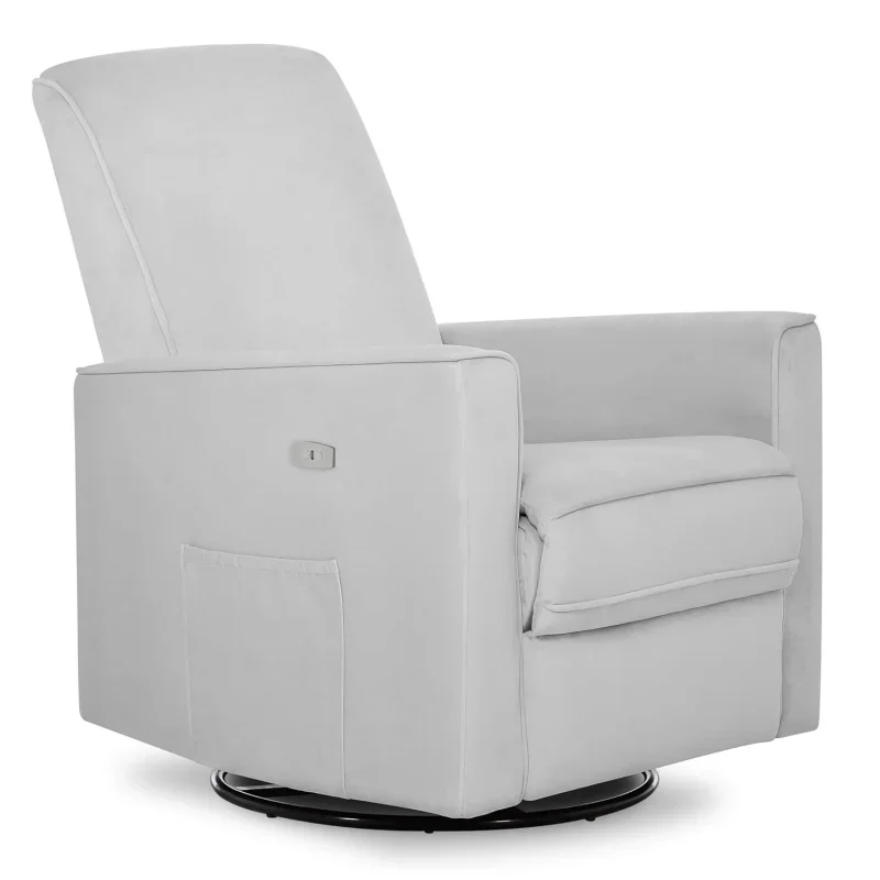 Evolur-asiento de felpa tapizado Harlow Deluxe, balancín deslizante, giratorio, reclinable eléctrico con puerto USB, certificado Greengard Gold, Gl