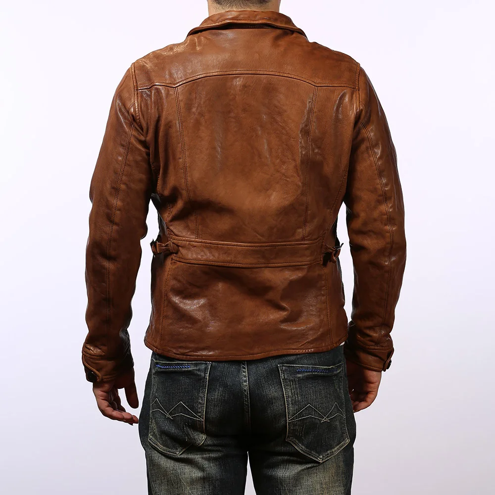 Spring Autumn Fashion Casual Zipper Men's High Quality Vegetated Tanned Genuine Leather Sheepskin Jackets