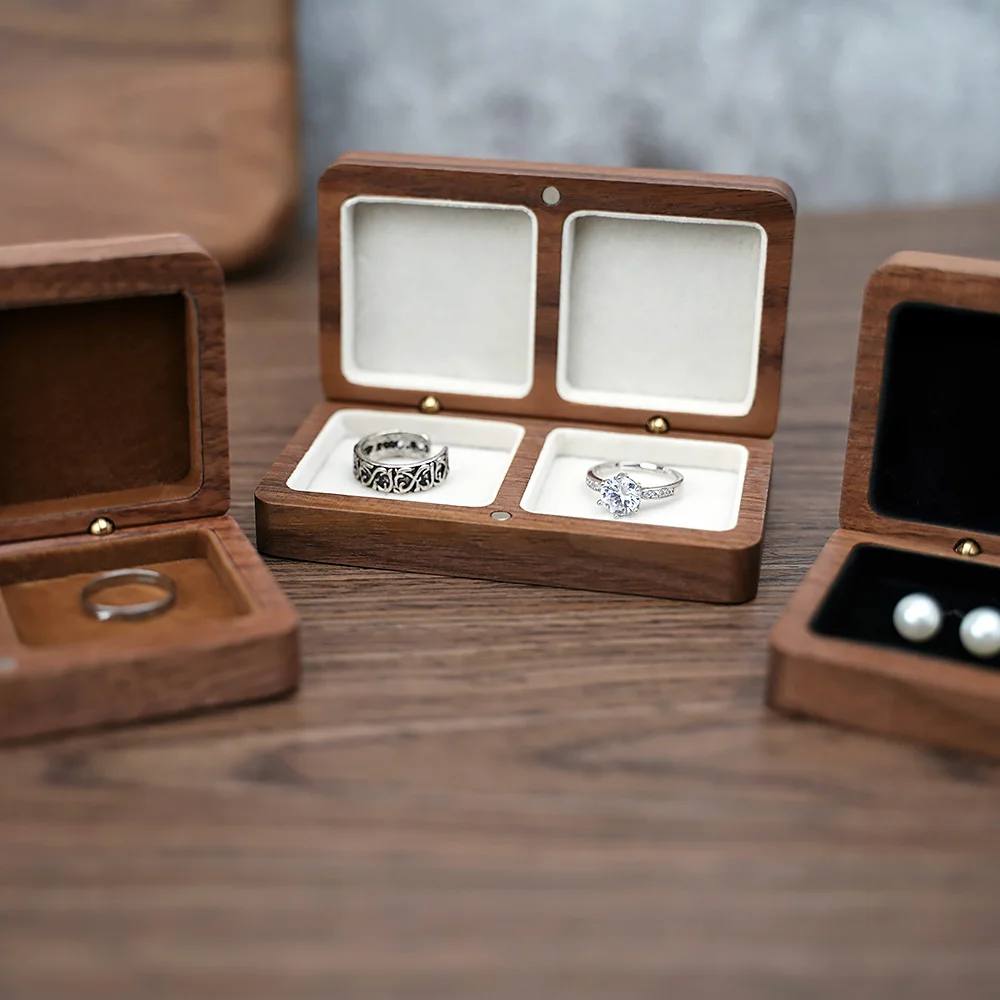 

Banquet Gift Packaging Box Woman Exquisite Double Square Edge Binding Jewelry Box Go Out Portable Earring Necklace Storage Box