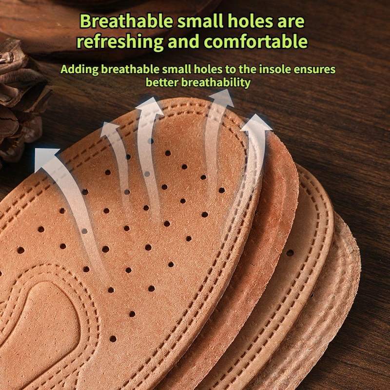 1 Pair Cowhide Insoles Shoes Boots Shoe Inserts Soft Breathable Deodorant Anti-slip Template Shock Absorbing Insoles Sole