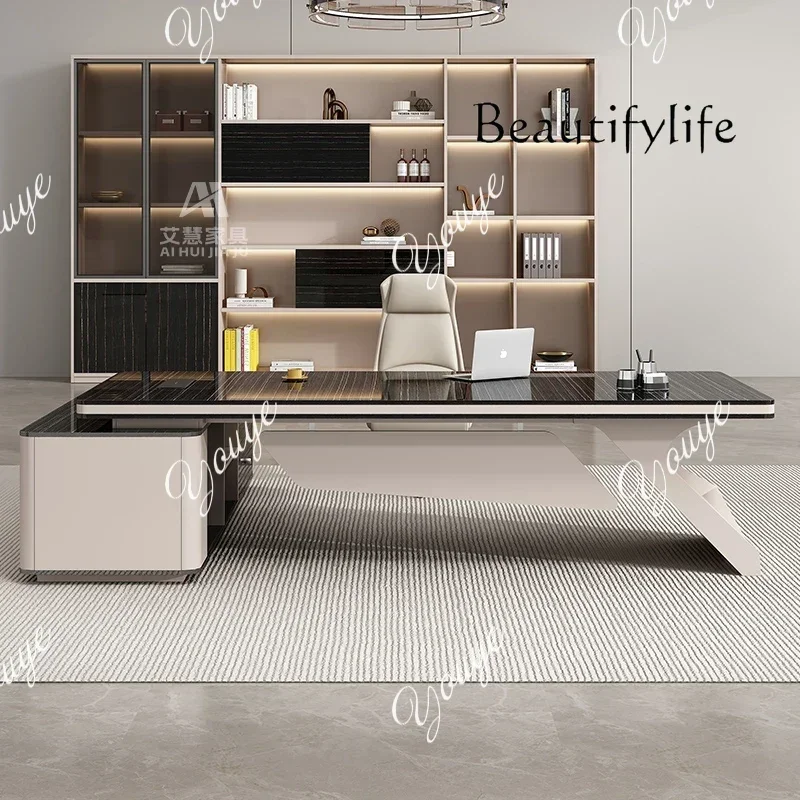 

K-J Office Desk And Chair Combination,Light Luxury Boss Table, Simple Modern Desk, Large Desk Manager,