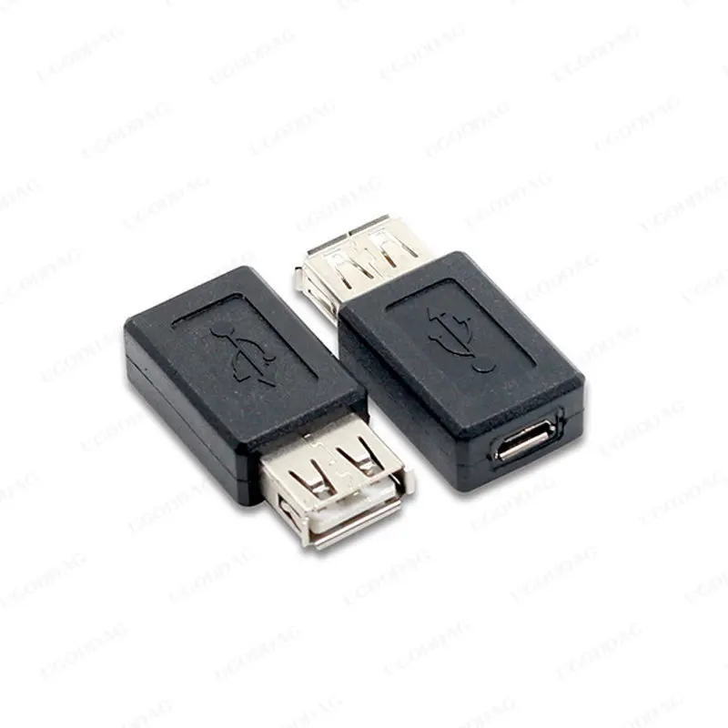 Adaptador de enchufe negro USB 2,0 tipo A hembra A Micro USB B hembra, convertidor de enchufe usb 2,0 A Conector Micro usb, venta al por mayor, nuevo