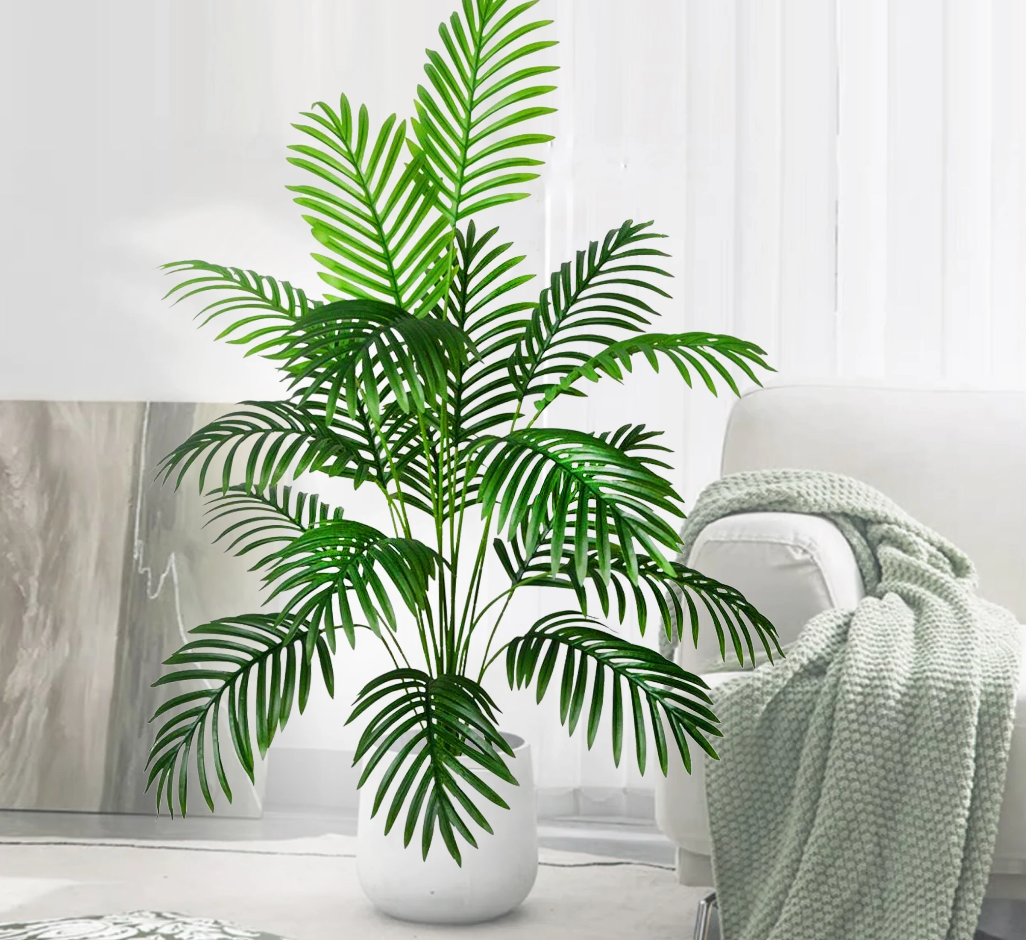 125 cm / 49,2 cala Sztuczne duże fałszywe palmy Areca Palm Sztuczna roślina tropikalna Plastik do dekoracji ogrodu domowego