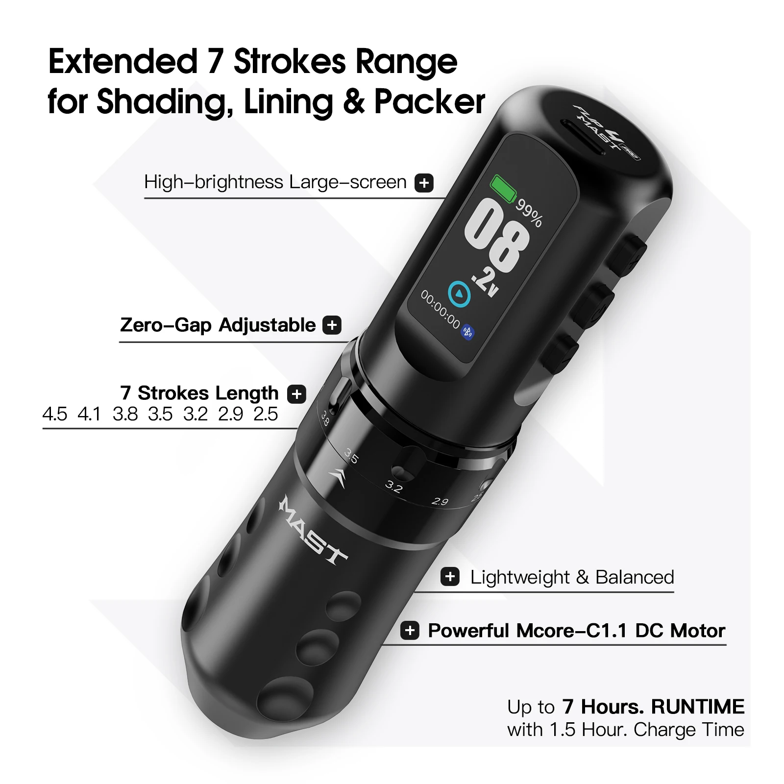 ماست ماكينة رسم الوشم التجميلي فليب 4 برو 7 السكتات الدماغية Mcore-C1.1 موتور 2000mAh السفر أو الاستوديو لمحترفين الجسم الفنان الوشم لوازم مجموعة كاملة