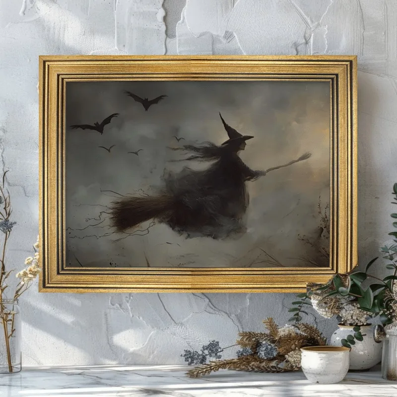 

Nordic Style Halloween Poster Aesthetics Ghost Witch Witchcraft Black Cat Pumpkin Canvas Painting Wall Art Room Home Decor