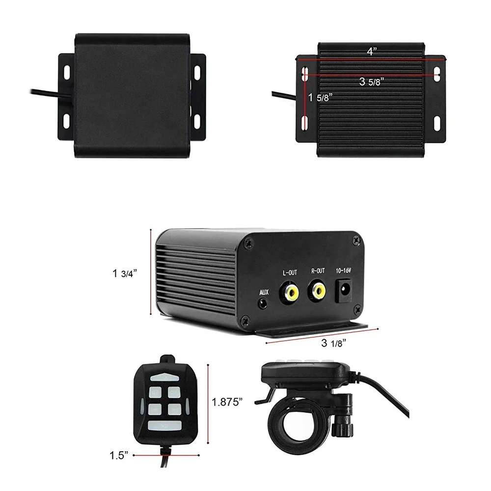 150W 2CH Multmedia Motorcycle Power Amplifier with Bluetooth, FM Radio, AUX mp3, Compact Audio Player for Cars, Scooters, ATV