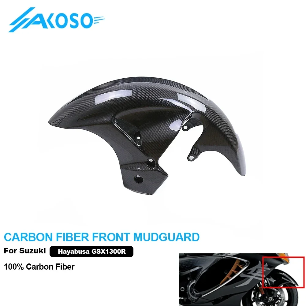 AKOSO 3K Acessórios para motocicleta de fibra de carbono seca para-lama dianteiro para Suzuki GSX1300R Hayabusa 2022+