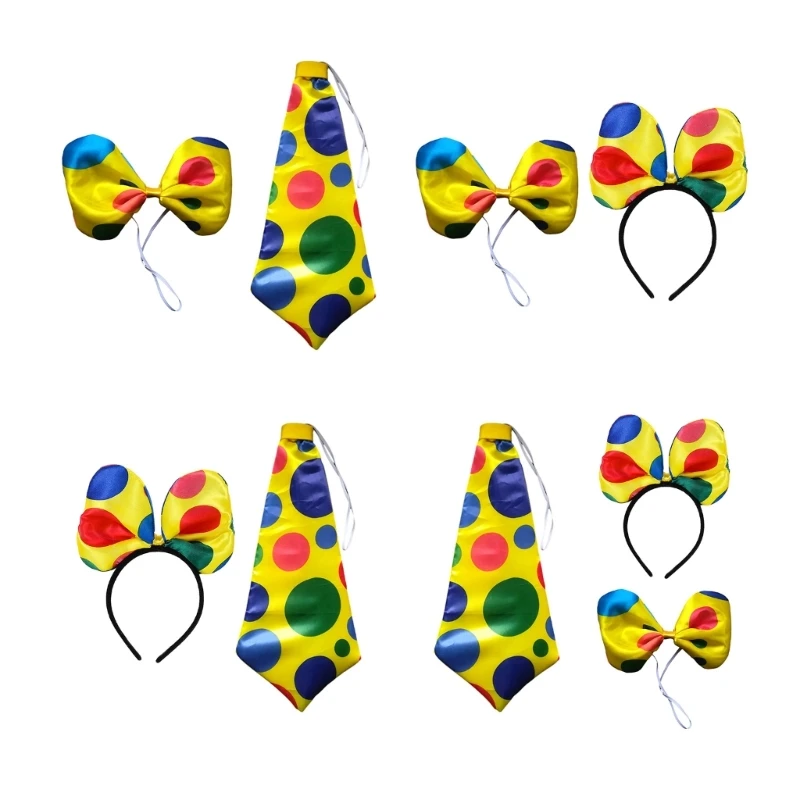 Colorful Circus Clown Bow Tie/Necktie/Hairband Vintage Style Cosplay Clown Supplies Christmas Show Performances Tools