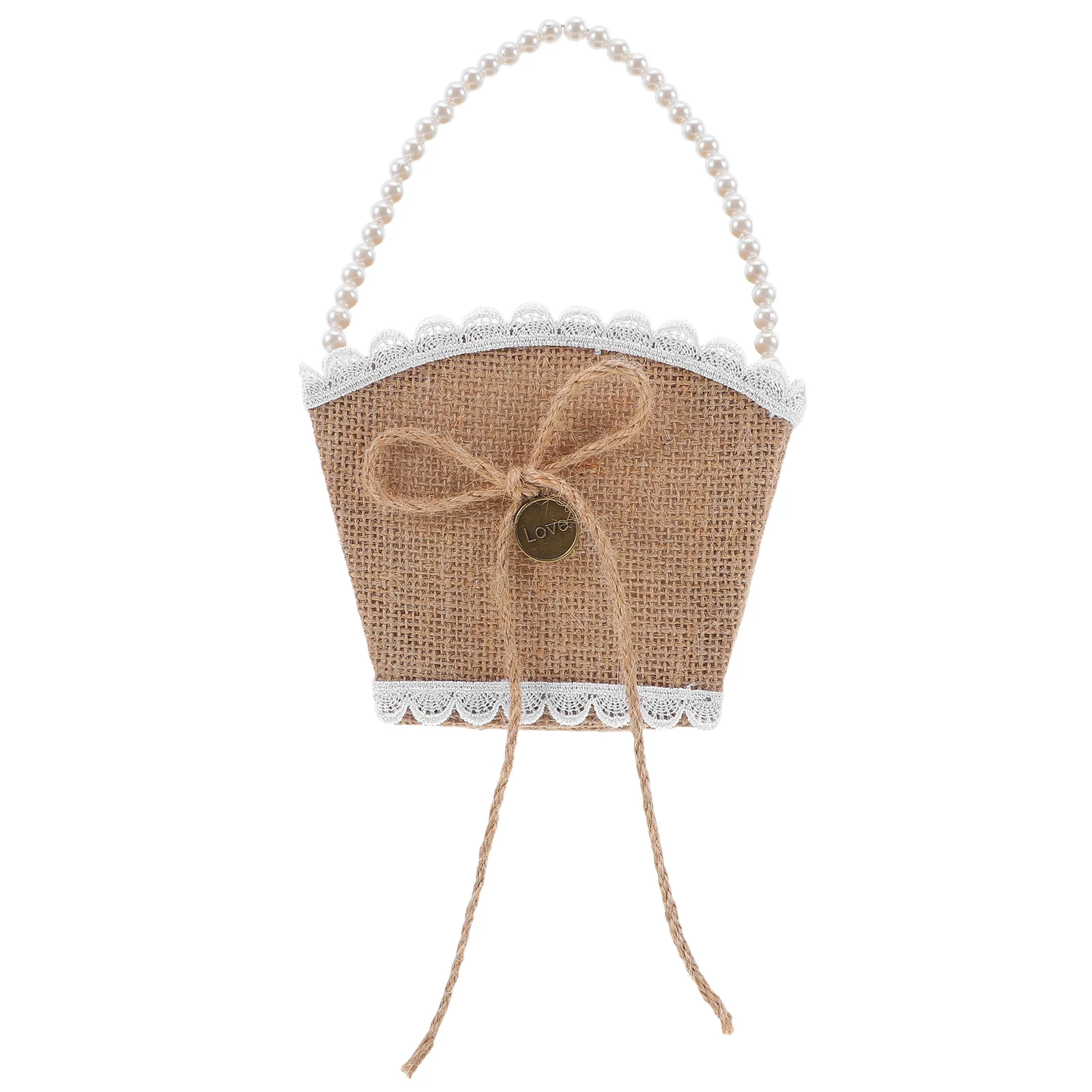 

Wedding Flower Basket Linen Handmade Rustic Elegant Design For Petals Western Bridal Ceremony Decor Favor Holder Storage Basket