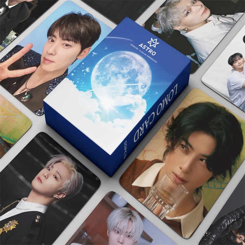 Kpop 55pcs/set ASTRO 8th Anniversary Album MJ JINJIN EUNWOO Collectible Photo Card LOMO Card Rocky Yoon SANHA Postcard Gift