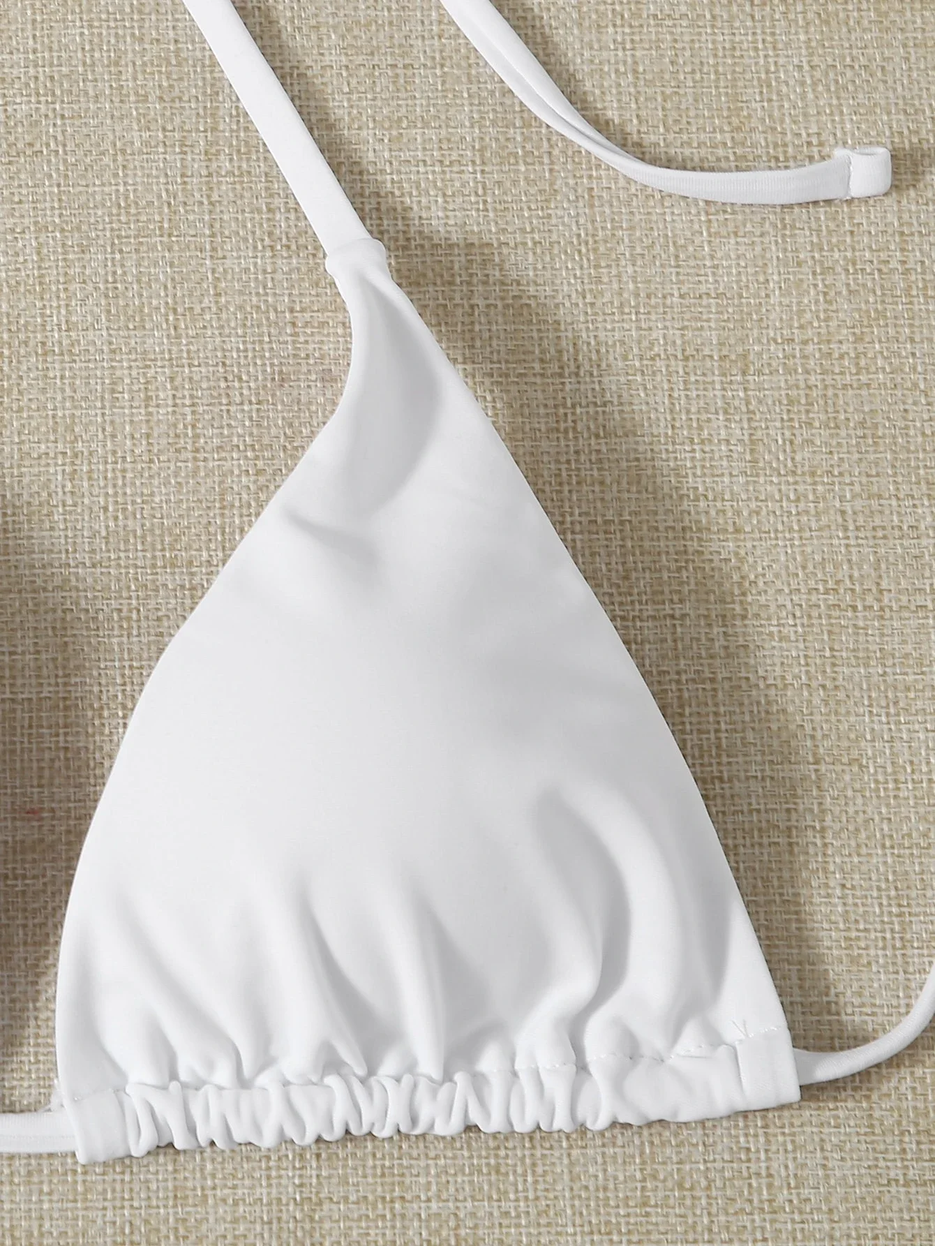 

White Triangle Tie Side Bikini Set With Beach Skirt