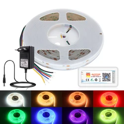 Kit de bande lumineuse LED COB Tuya Zigbee, bande lumineuse LED RGBCCT, bande lumineuse colorée haute densité, bande LED à intensité variable, WiFi, 24V