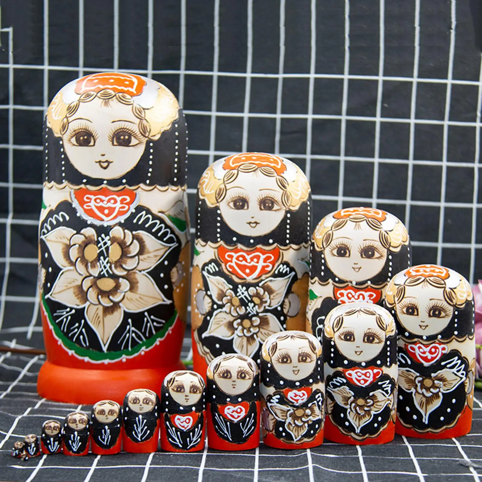 Juguete hecho a mano de madera, muñeco de anidación ruso, Matryoshka, regalo de Año Nuevo, 15 piezas