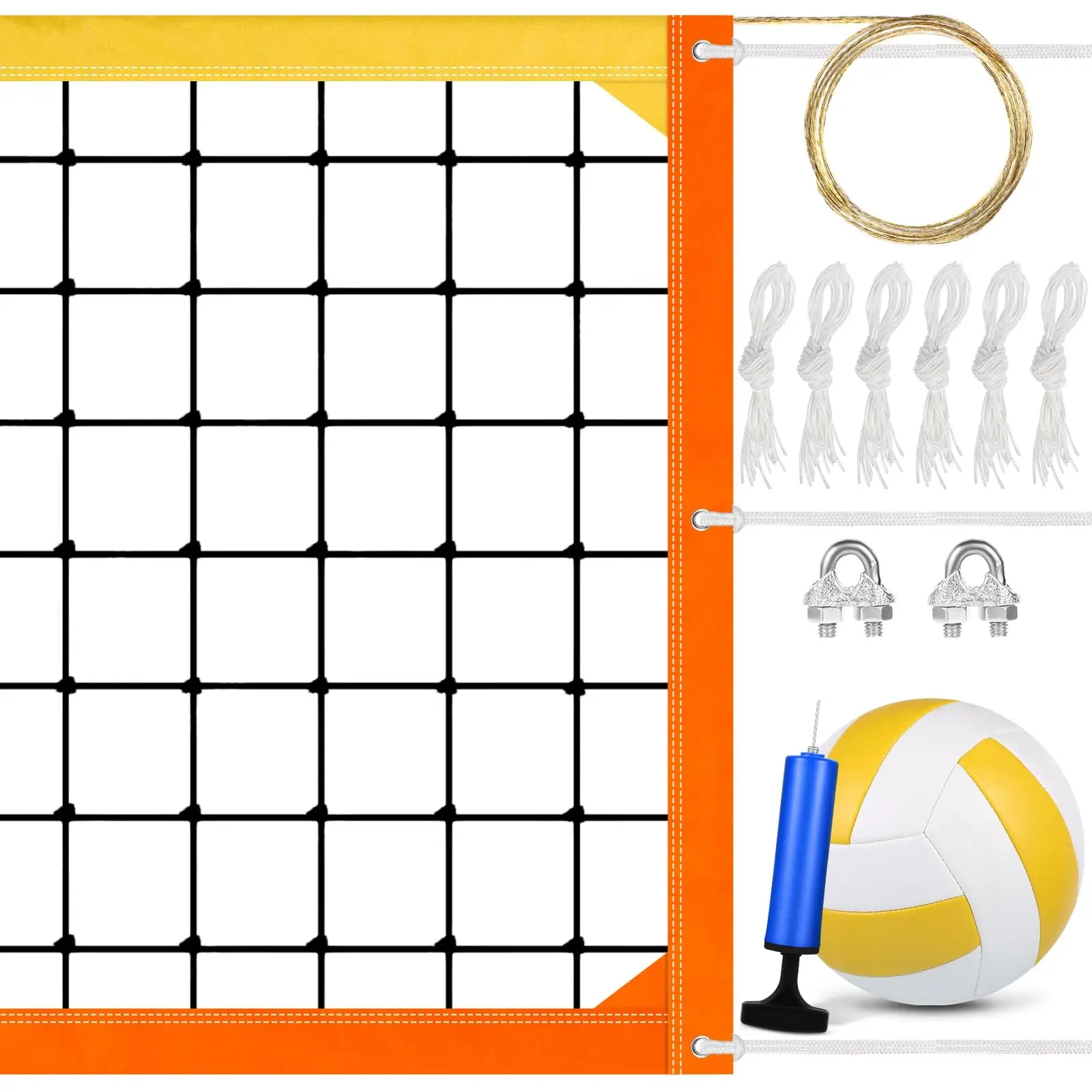 Red de voleibol de 32x3 pies, red de voleibol resistente para exteriores, redes de voleibol portátiles para patio trasero, piscina de playa interior y exterior