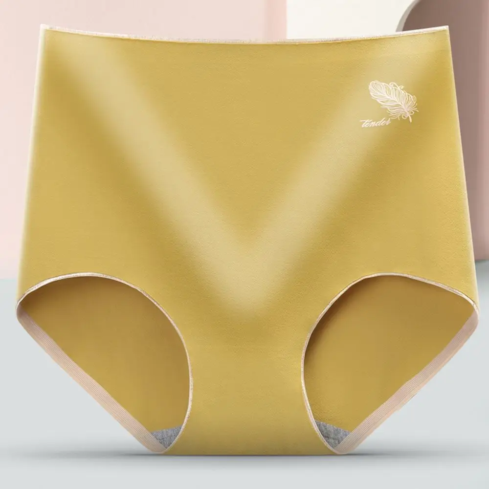 

Elastic Comfortable Girls High-waist Cotton Feather Women Underwear Breathable Lingerie Seamless Briefs Graphene Crotch Panties