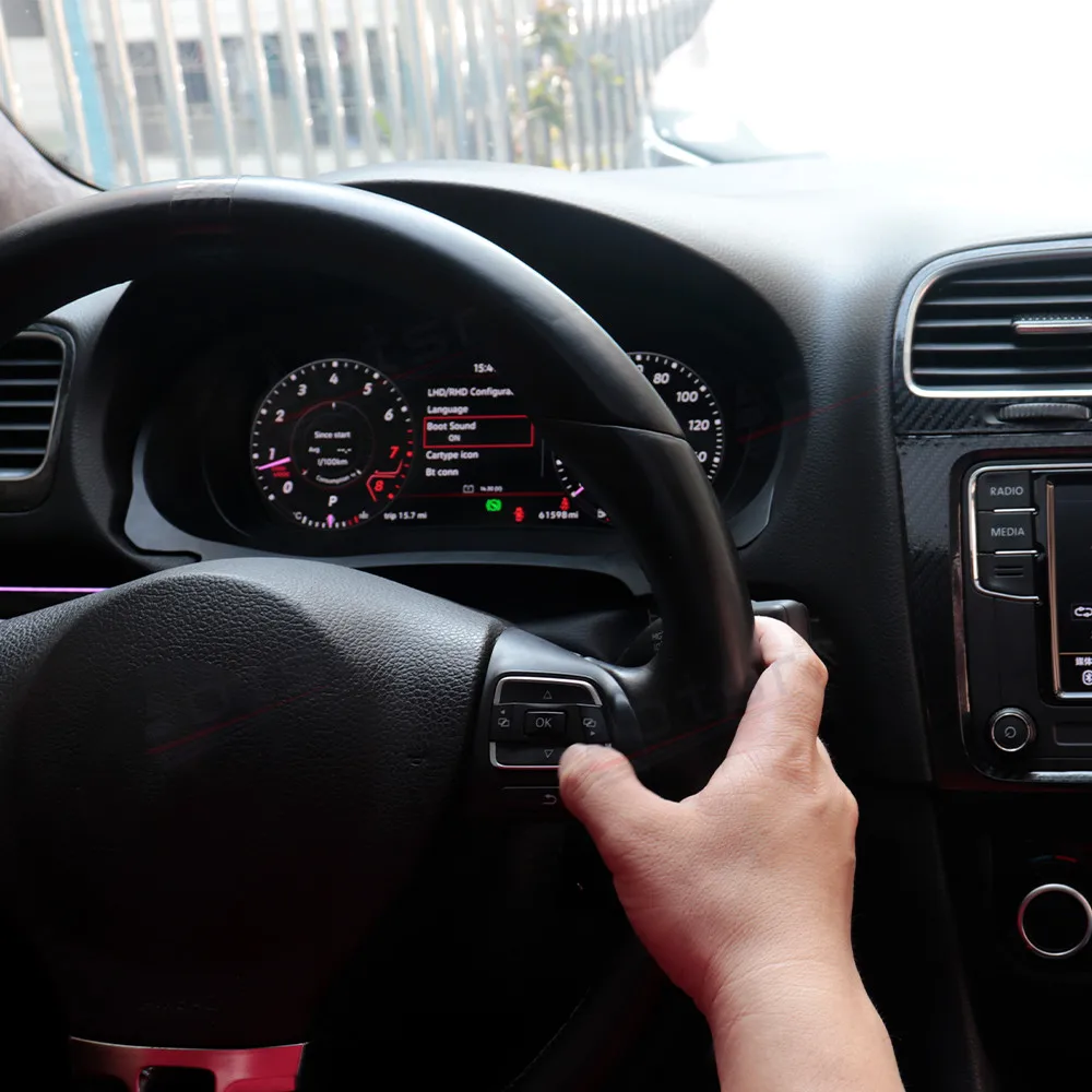 

12,3-дюймовый ЖК-дисплей для Volkswagen Golf 6, цифровой кластер, виртуальный мультимедийный плеер, измеритель скорости, приборная панель