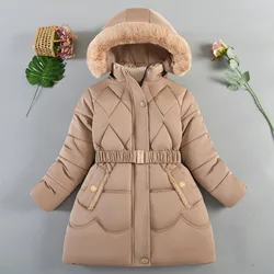 Girls winter coat foreign style coat thick new girls cotton-padded coat in long waist slimming