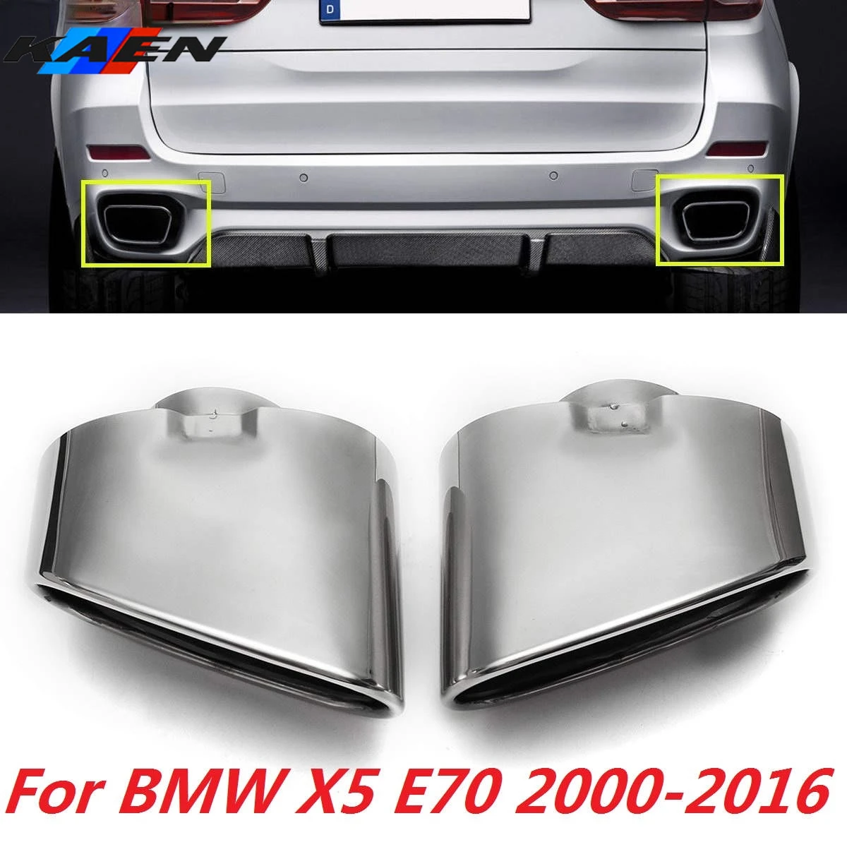 

Парные хромированные глушители для выхлопной трубы, двойной хвостовой глушитель, наконечник из нержавеющей стали для BMW X5 E70 2008 2009 2010 2011 2012 2013-2016 E53