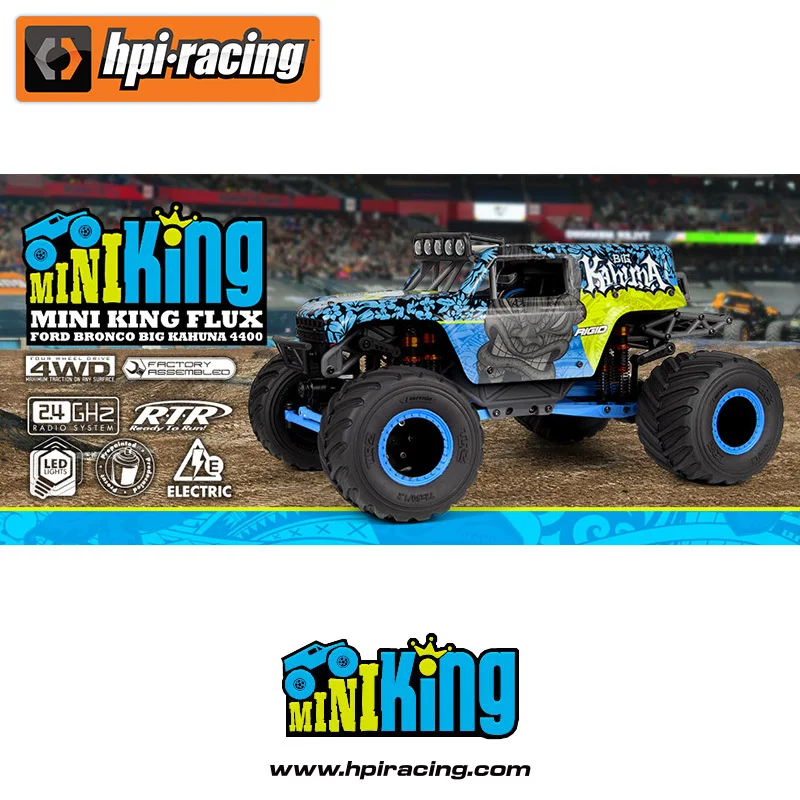 Hpi Mini King Flux Remote Control Electric Four-Wheel Drive Brushless 1/18 Clamber Car Off-Road Vehicle 160807 Toys Gifts Rc Car